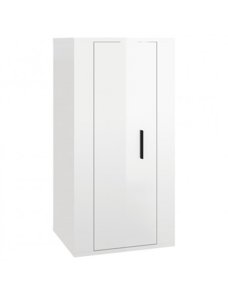 Set di Mobili Porta TV 6 pz Bianco Lucido in Legno Multistrato