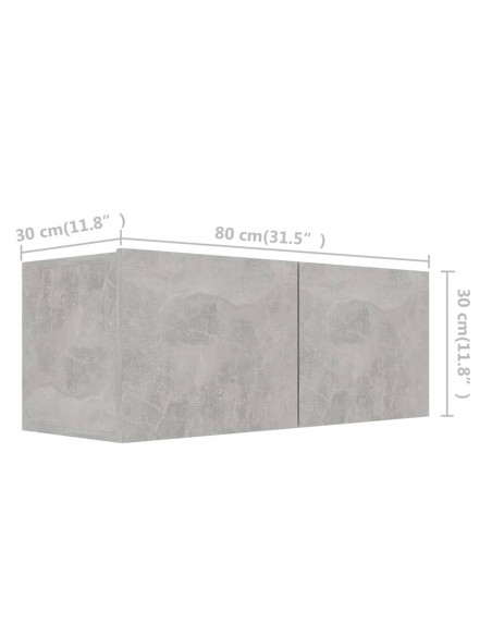 Set di Mobili Porta TV 3 pz Grigio Cemento in Legno Multistrato