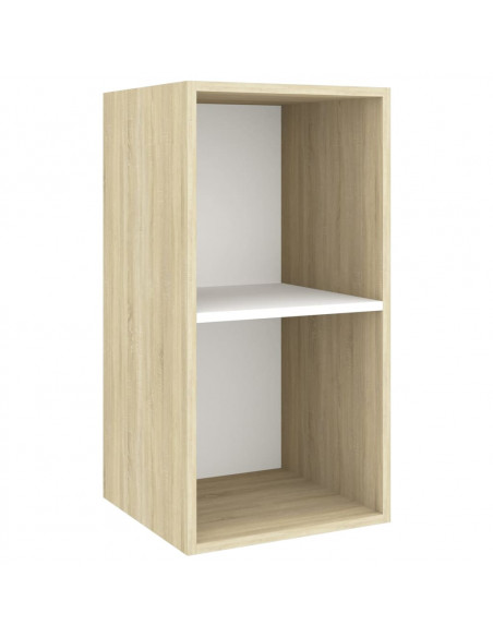Set Porta TV 5 pz Bianco e Rovere Sonoma in Truciolato
