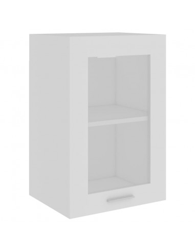 Armadio Sospeso con Vetro Bianco 40x31x60 cm Legno Multistrato