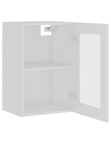 Armadio Sospeso con Vetro Bianco 40x31x60 cm Legno Multistrato