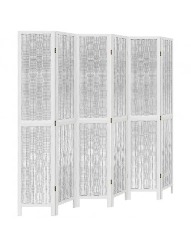 Divisorio Ambienti 6Pannelli Bianco Legno Massello di Paulownia