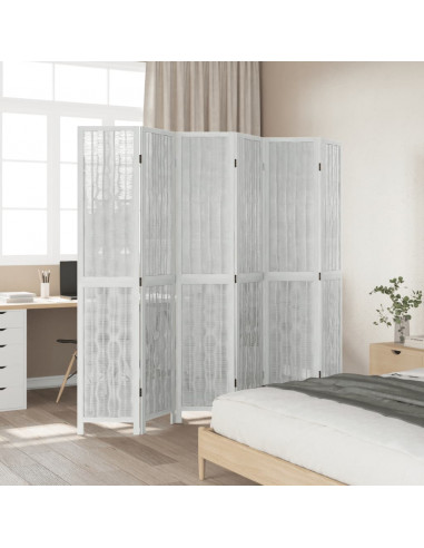 Divisorio Ambienti 6Pannelli Bianco Legno Massello di Paulownia