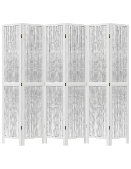 Divisorio Ambienti 6Pannelli Bianco Legno Massello di Paulownia
