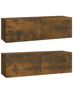 Set Mobili Porta TV 3 pz Rovere Fumo in Legno Multistrato