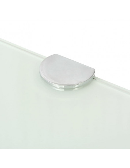 Scaffale Angolare con Supporto in Cristallo Vetro Bianco 35x35 cm