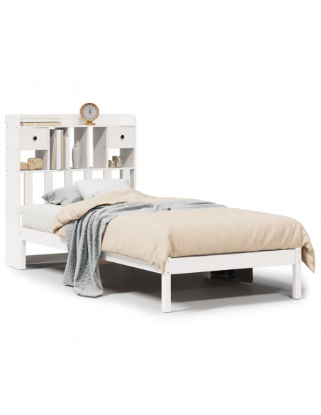 Letto Libreria senza Materasso Bianco 100x200 cm Legno di Pino