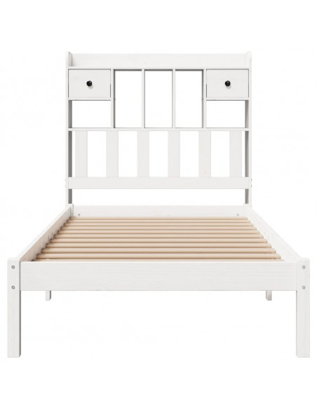 Letto Libreria senza Materasso Bianco 100x200 cm Legno di Pino