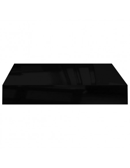 Scaffale a Parete Nero Lucido 23x23,5x3,8 cm in MDF