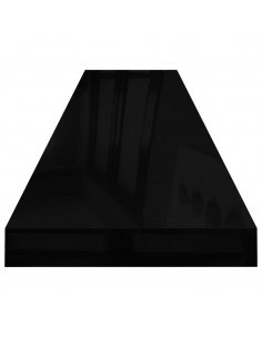Scaffali a Parete 2 pz Nero Lucido 120x23,5x3,8 cm in MDF