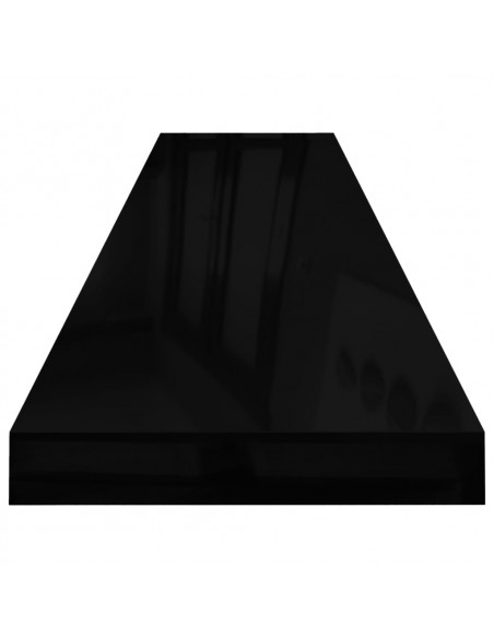 Scaffali a Parete 2 pz Nero Lucido 120x23,5x3,8 cm in MDF