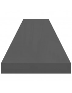 Scaffali a Parete 2 pz Grigio Lucido 120x23,5x3,8 cm in MDF