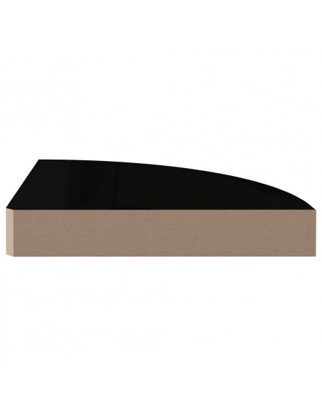 Scaffali Angolari a Parete 2 pz Nero Lucido 25x25x3,8 cm MDF