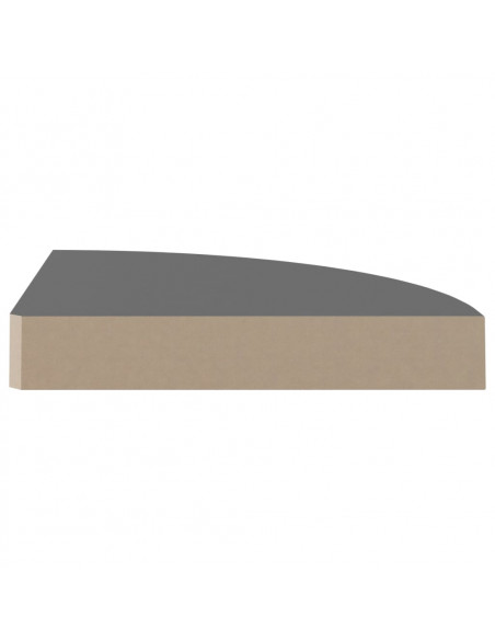 Scaffali Angolari a Parete 2 pz Grigio Lucido 25x25x3,8 cm MDF