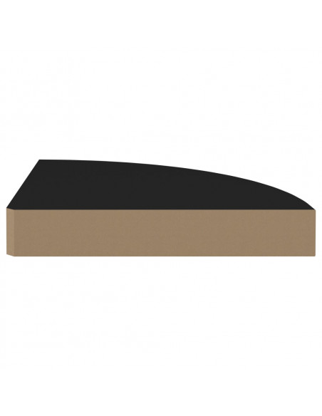 Scaffali Angolari a Parete 2 pz Neri 25x25x3,8 cm in MDF