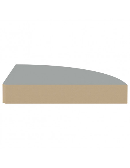 Scaffali Angolari a Parete 2 pz Grigi 25x25x3,8 cm in MDF