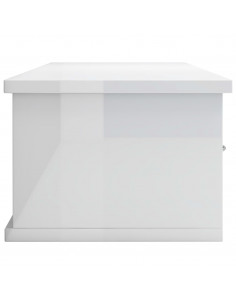 Scaffale Cassetti Parete Bianco Lucido 88x26x18,5cm Multistrato