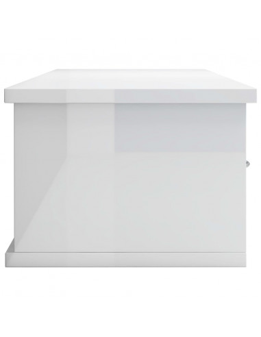 Scaffale Cassetti Parete Bianco Lucido 88x26x18,5cm Multistrato