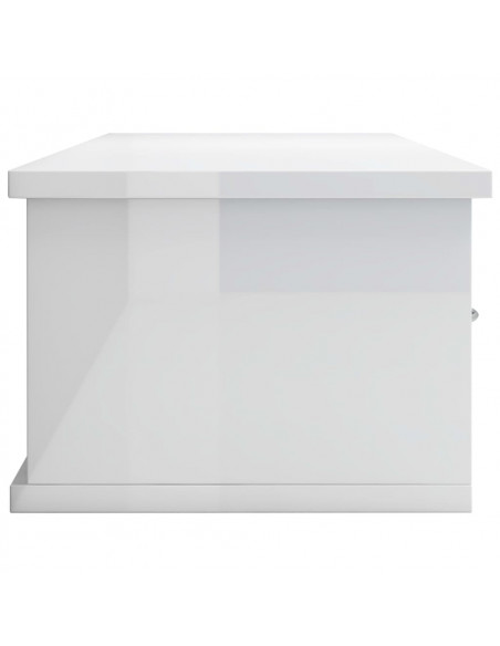 Scaffale Cassetti Parete Bianco Lucido 88x26x18,5cm Multistrato