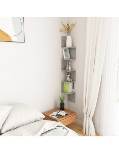 Scaffale Angolare Muro Grigio Cemento 20x20x127,5cm Multistrato