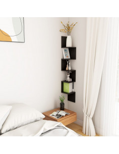 Scaffale Angolare Muro Nero 20x20x127,5cm Legno Multistrato