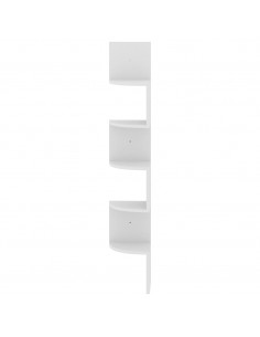 Scaffale Angolare a Muro Bianco 19x19x123 cm Legno Multistrato