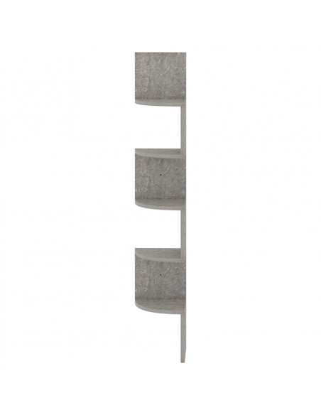 Scaffale Angolare a Muro Grigio Cemento 19x19x123cm Multistrato