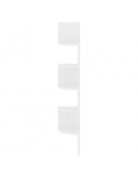 Scaffale Angolare a Muro Bianco Lucido 19x19x123 cm Multistrato