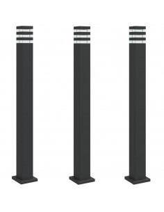 Lampade da Terra per Esterni 3pz Nere 110 cm in Alluminio 2