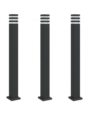 Lampade da Terra per Esterni 3pz Nere 110 cm in Alluminio