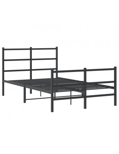 Giroletto con Testiera e Pediera Metallo Nero 120x190 cm