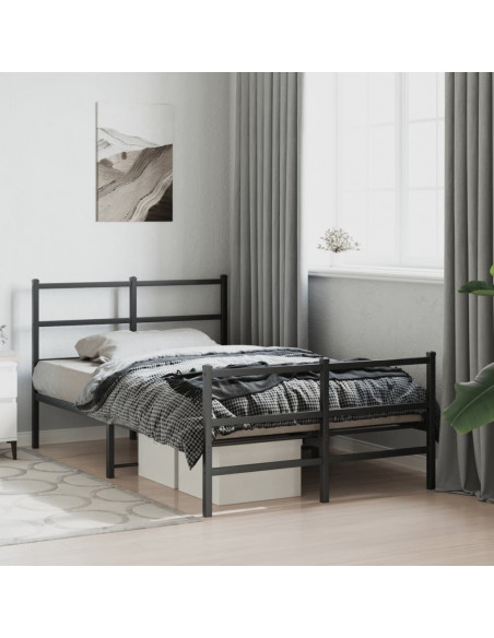 Giroletto con Testiera e Pediera Metallo Nero 120x190 cm