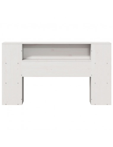 Testiera con Ripiani Bianca 160 cm in Legno Massello di Pino