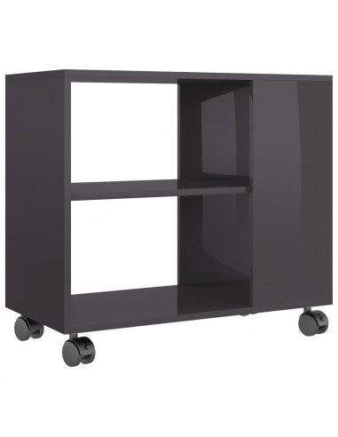 Tavolino da Salotto Grigio Lucido 70x35x55 cm Legno Multistrato