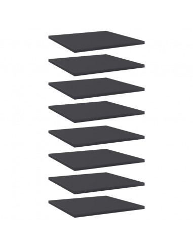 Ripiani per Libreria 8pz Grigi 40x40x1,5cm in Legno Multistrato