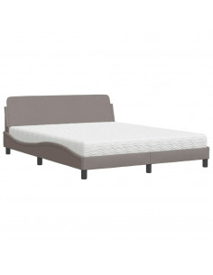Letto con Materasso Tortora 160x200 cm in Tessuto 2
