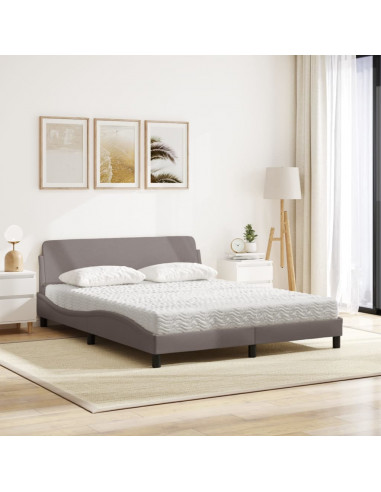 Letto con Materasso Tortora 160x200 cm in Tessuto
