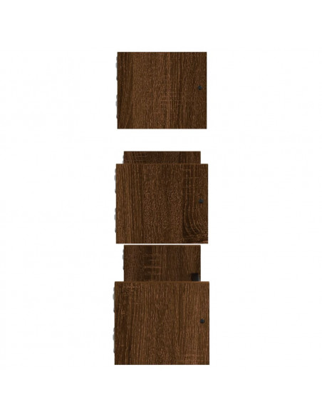 Set Mensole Parete con Aste 3pz Rovere Marrone in Multistrato