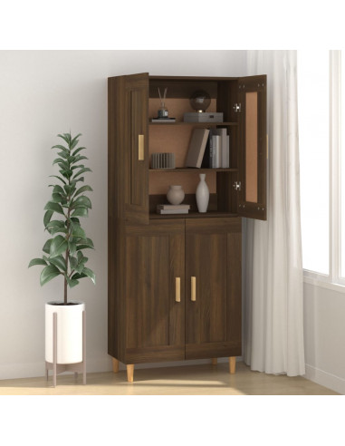 Credenza Rovere Marrone 69,5x34x90 cm in Legno Multistrato