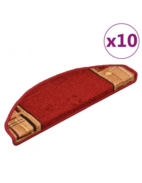 Tappetini per Scale Autoadesivi 10 pz 65x21x4 cm Rossi