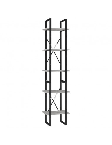 Libreria a 5 Ripiani Grigio Cemento 40x30x175 cm in Multistrato