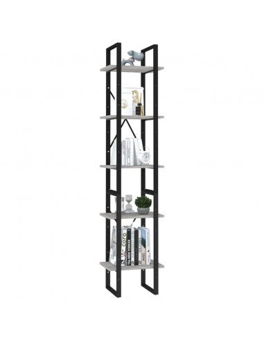 Libreria a 5 Ripiani Grigio Cemento 40x30x175 cm in Multistrato