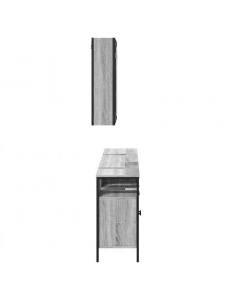 Set Mobili da Bagno 3 pz Grigio Sonoma in Legno Multistrato