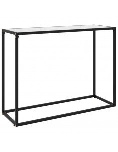 Tavolo Consolle Bianco 100x35x75 cm in Vetro Temperato 2