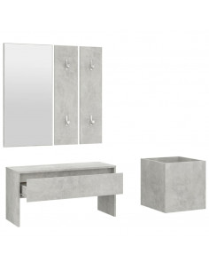 Set di Mobili da Corridoio Grigio Cemento in Legno Multistrato