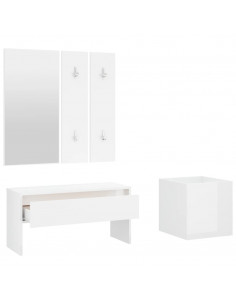 Set di Mobili da Corridoio Bianco Lucido in Legno Multistrato