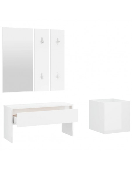 Set di Mobili da Corridoio Bianco Lucido in Legno Multistrato