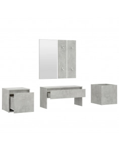 Set di Mobili da Corridoio Grigio Cemento in Legno Multistrato