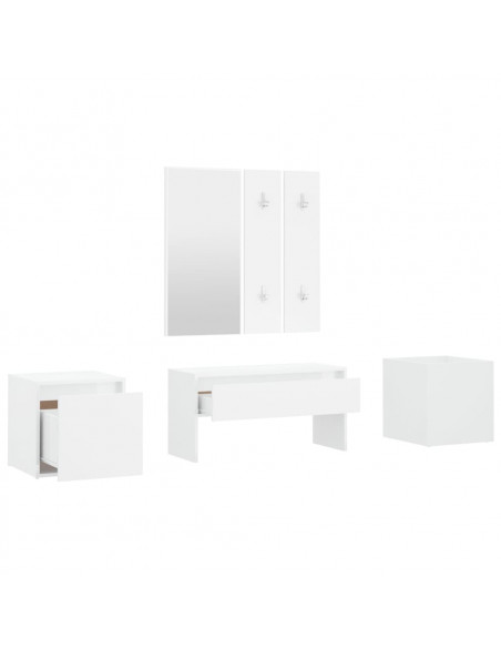 Set di Mobili da Corridoio Bianco Lucido in Legno Multistrato