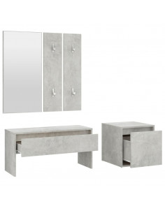 Set di Mobili da Corridoio Grigio Cemento in Legno Multistrato